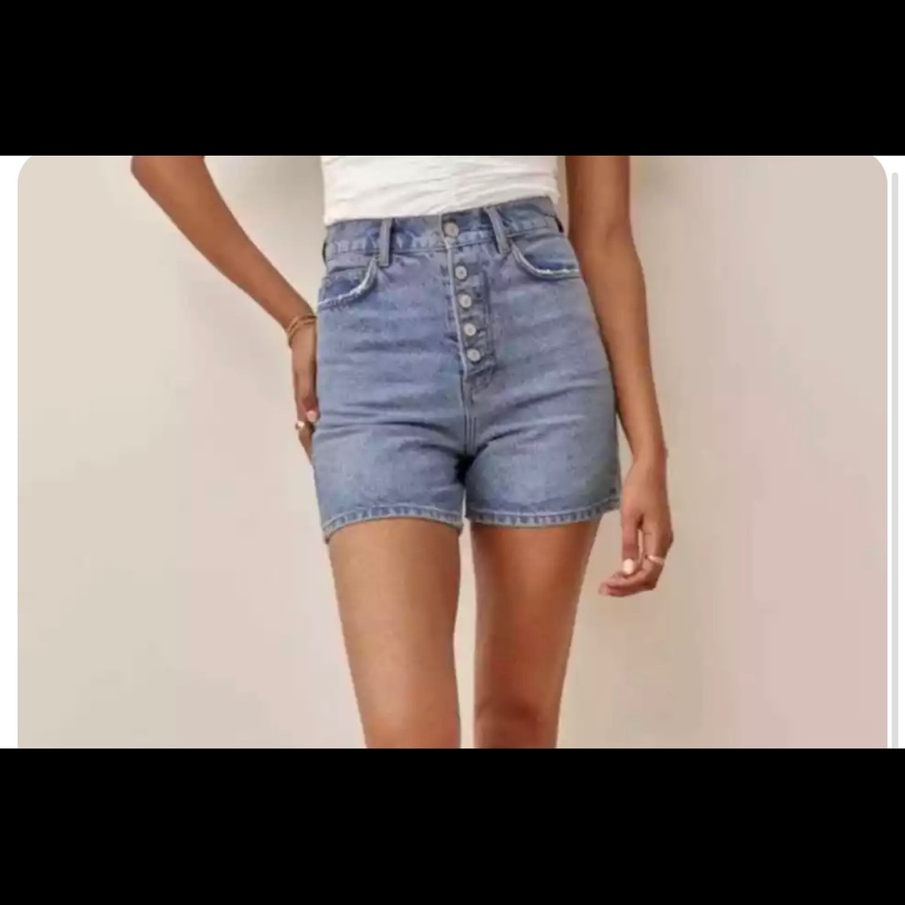 Reformation Amy Button Fly High Rise Jean Shorts Denim Women 25 NEW